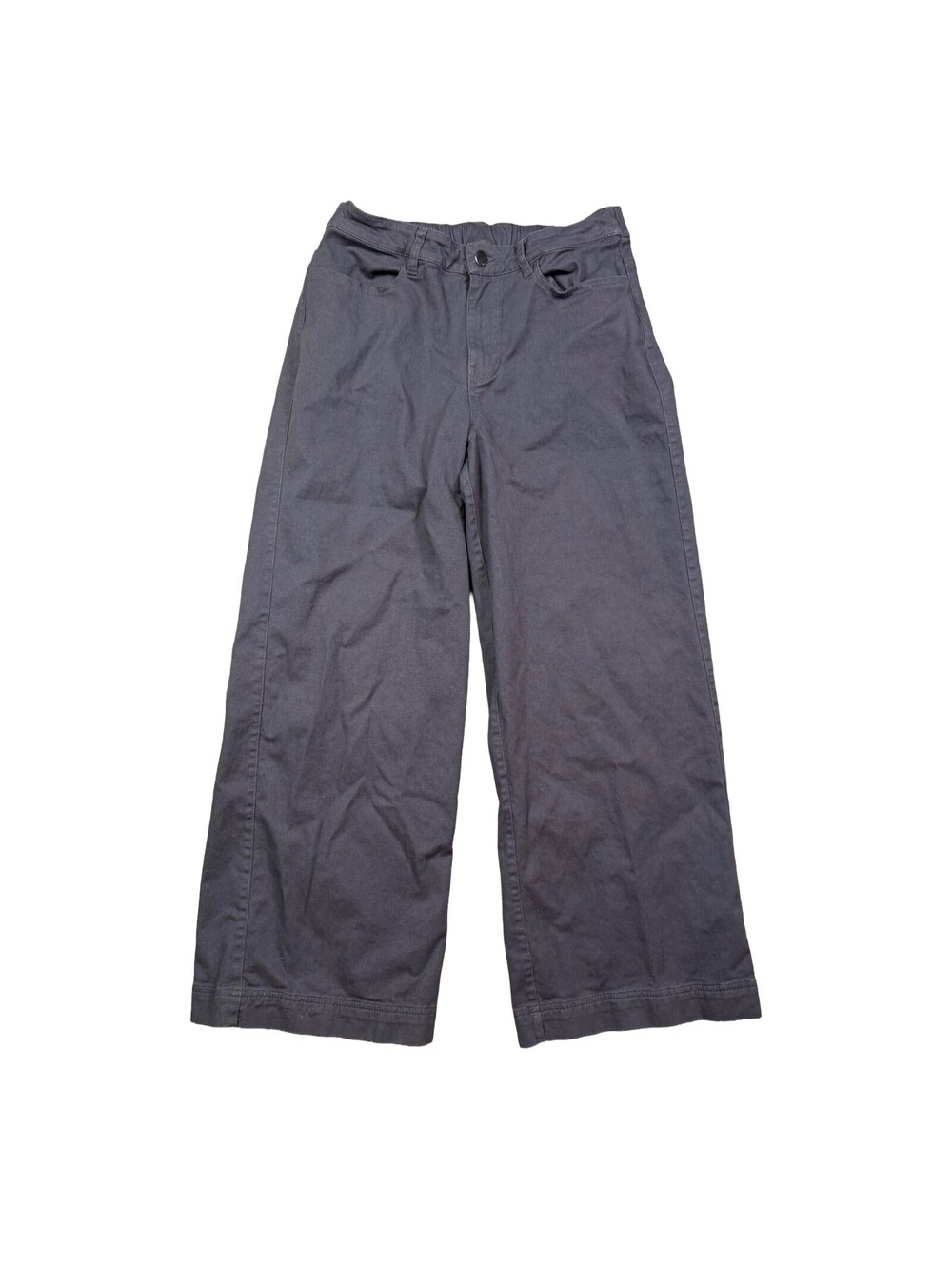 PACT Womens Wide Leg Pants Medium Charcoal Gray Organic Cotton Stretch High Rise